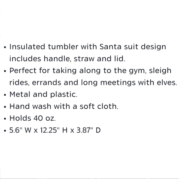 NWT Hallmark Santa Suit Insulated Travel Cup With Handle, 40 oz. 🎅 - Picture 5 of 5